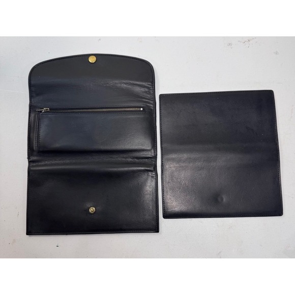 VTG Coach Wallet Black Leather Long Slim Card Organizer Checkbook Insert - Picture 10 of 16